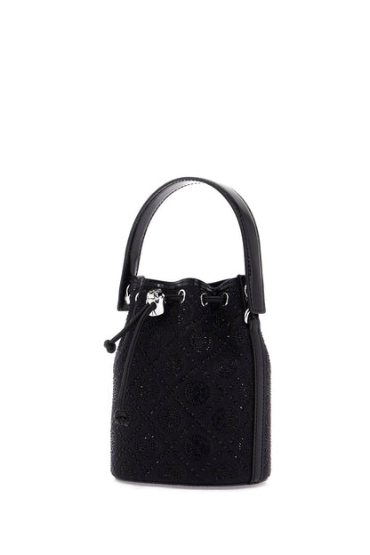 Monogram T Bucket Bag With Rhinest  - Black