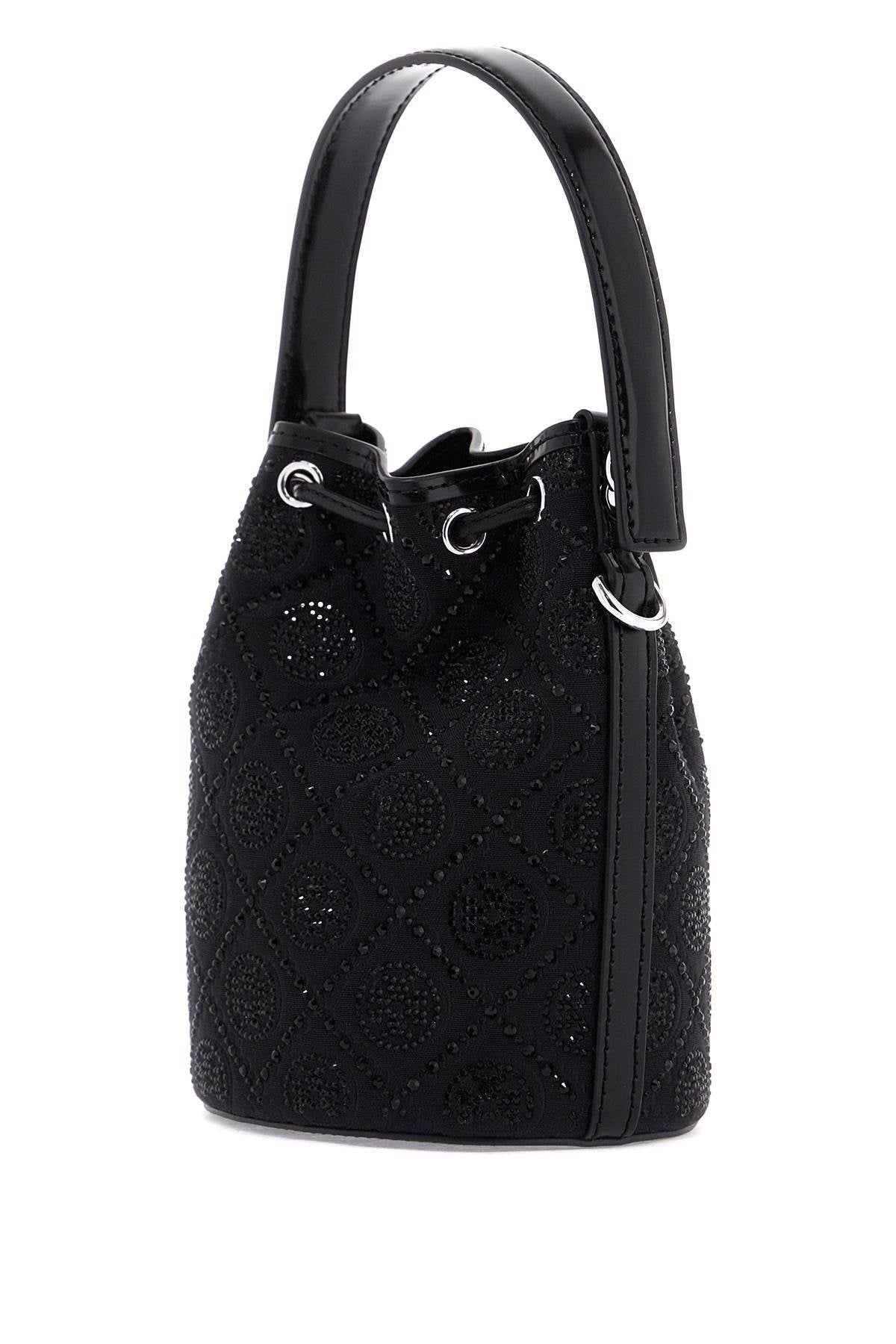 Monogram T Bucket Bag With Rhinest  - Black