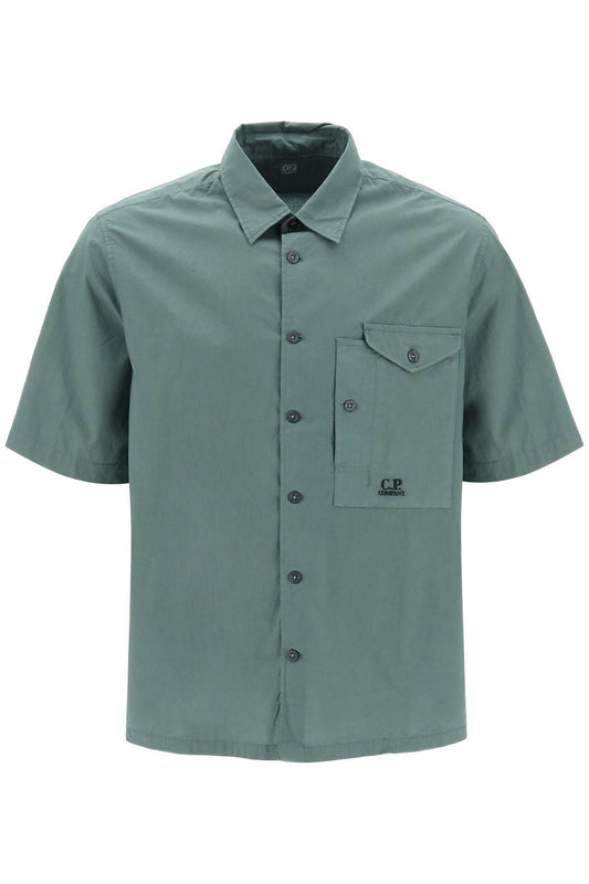 Short-sleeved Poplin Shirt  - Green