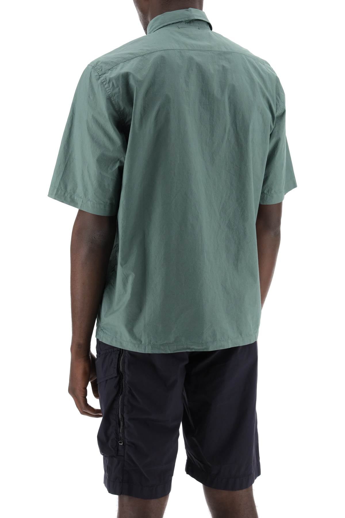 Short-sleeved Poplin Shirt  - Green