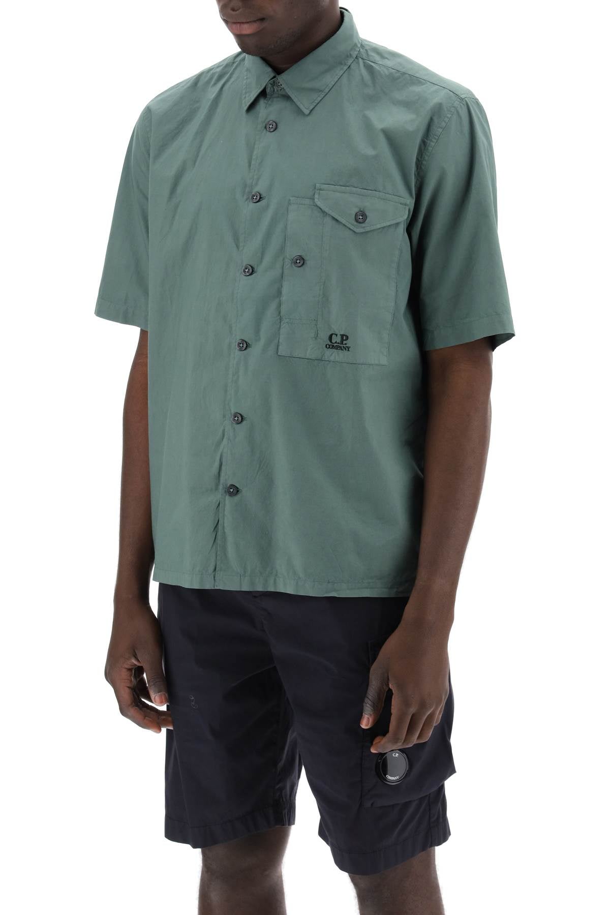 Short-sleeved Poplin Shirt  - Green