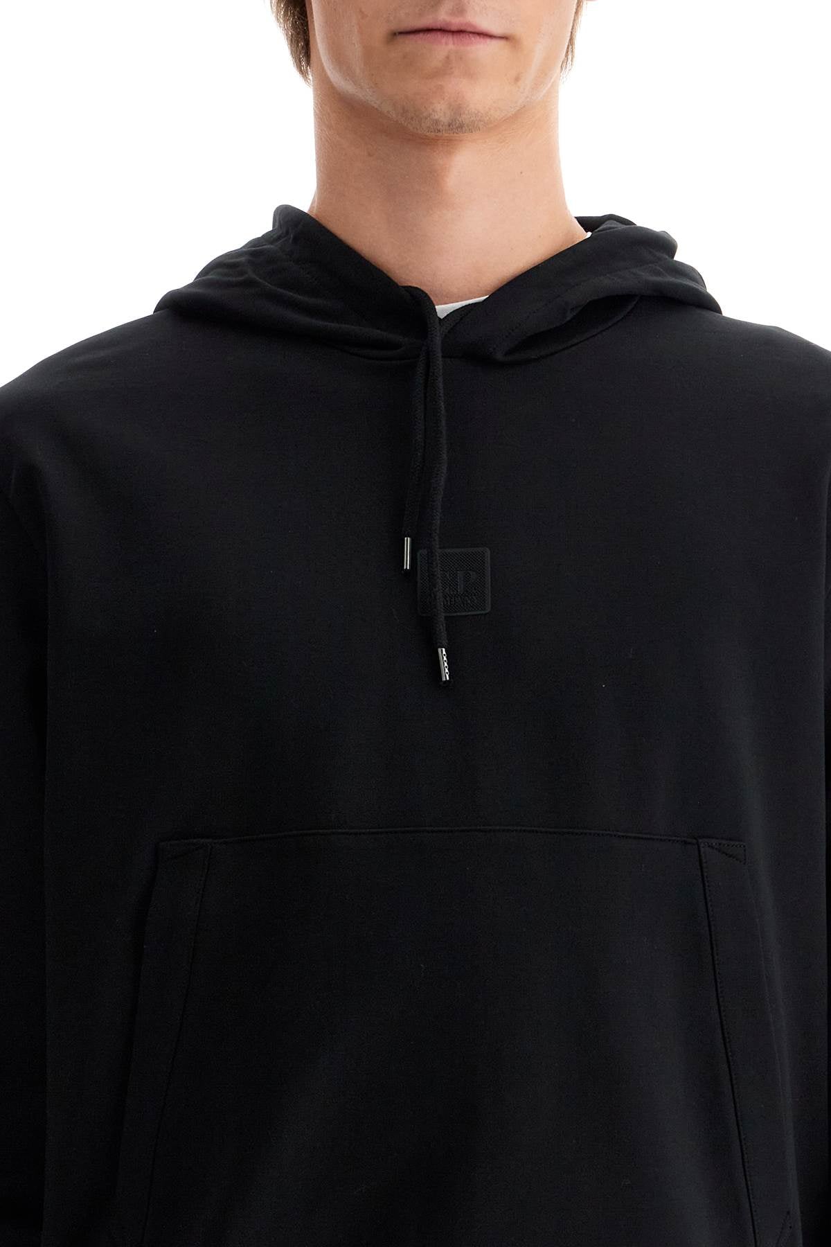 Hooded Sweatshirt In Stretch Jersey  - Black