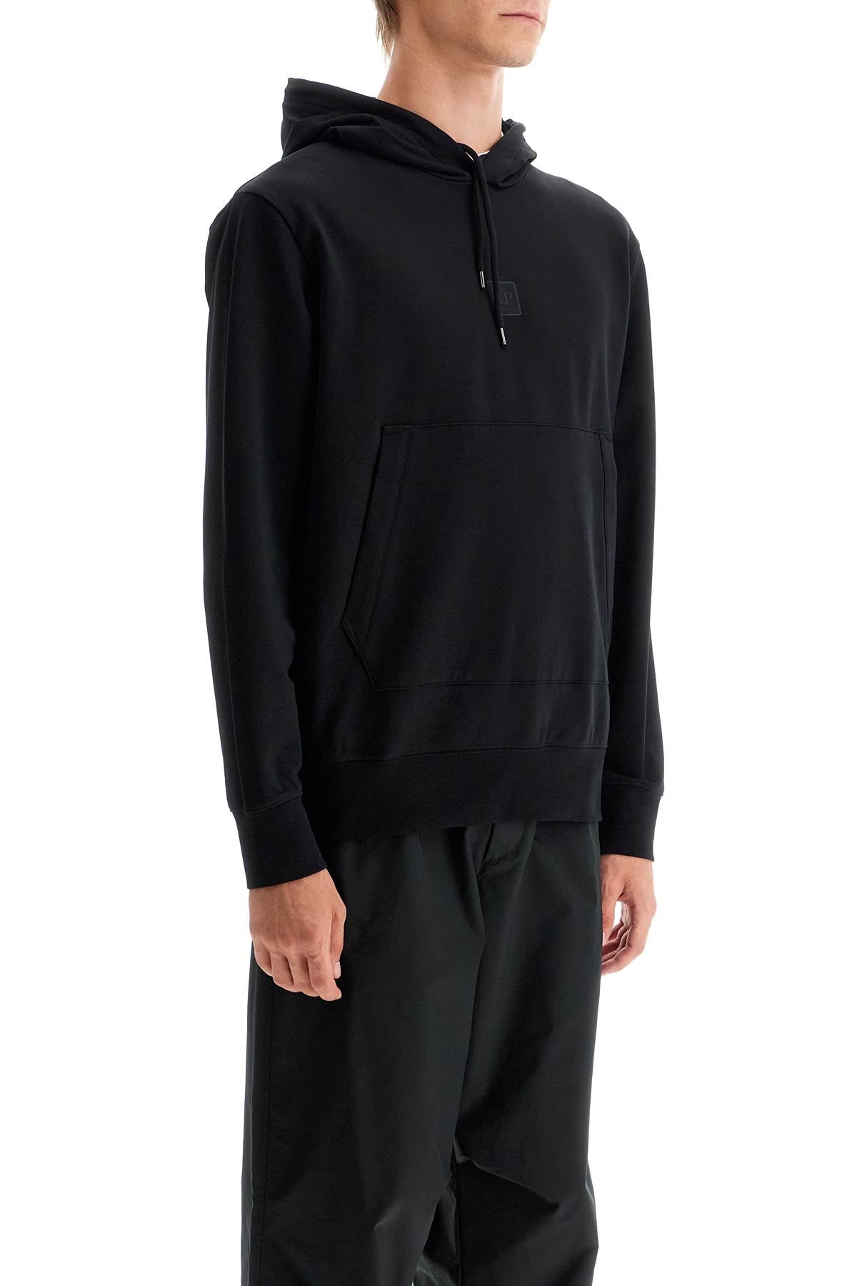 Hooded Sweatshirt In Stretch Jersey  - Black