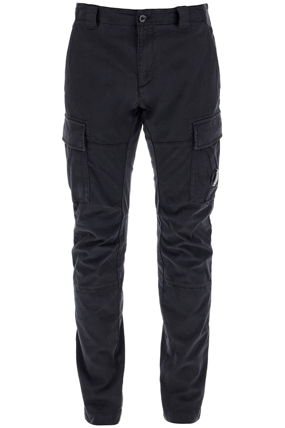 Stretch Satin Cargo Pants In  - Black