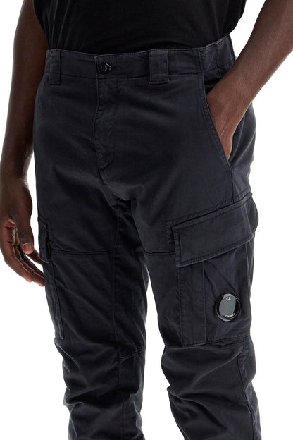 Stretch Satin Cargo Pants In  - Black