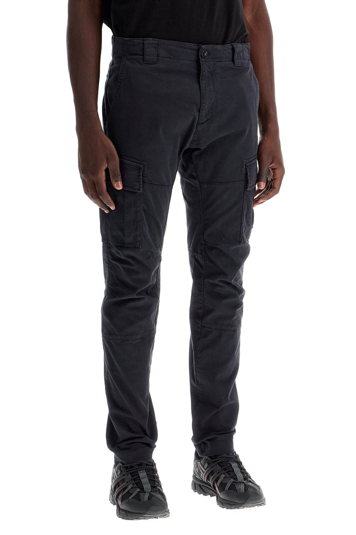 Stretch Satin Cargo Pants In  - Black