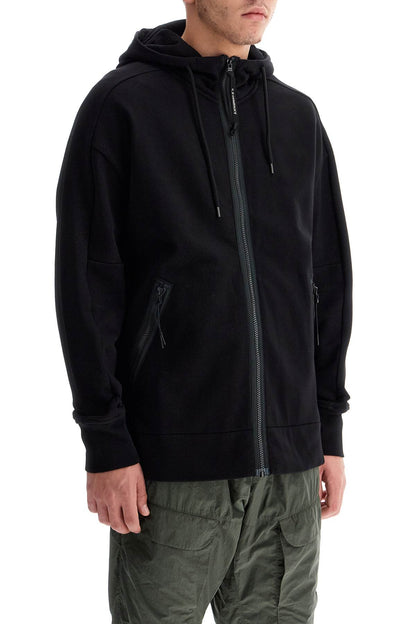 Hooded Zip-up Sweatshirt With  - Black