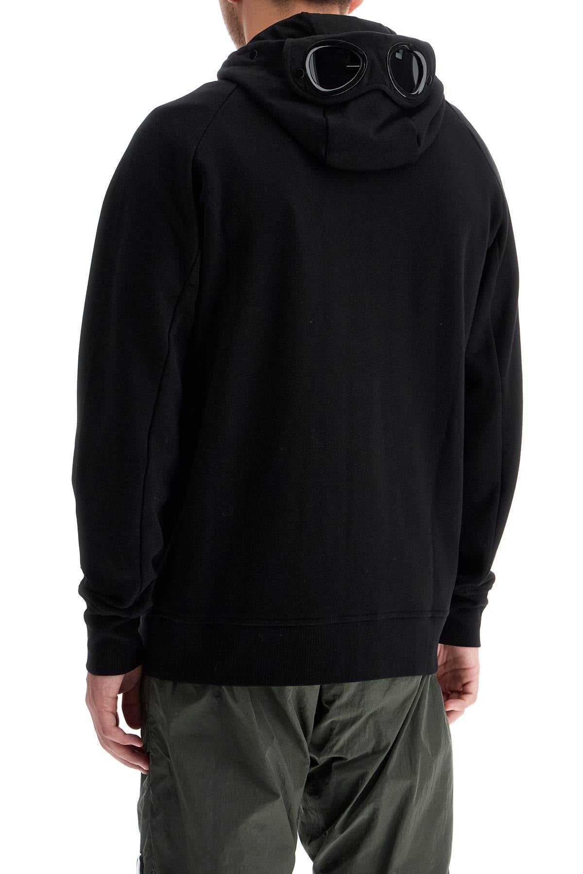 Hooded Zip-up Sweatshirt With  - Black