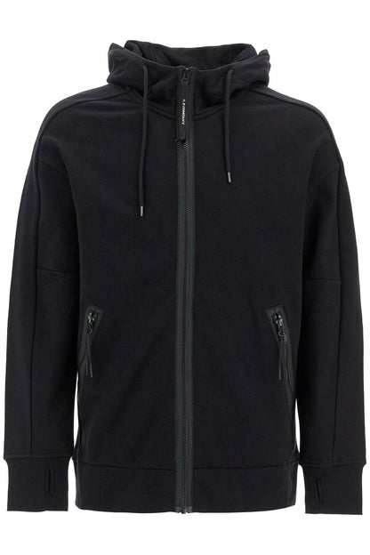 Hooded Zip-up Sweatshirt With  - Black