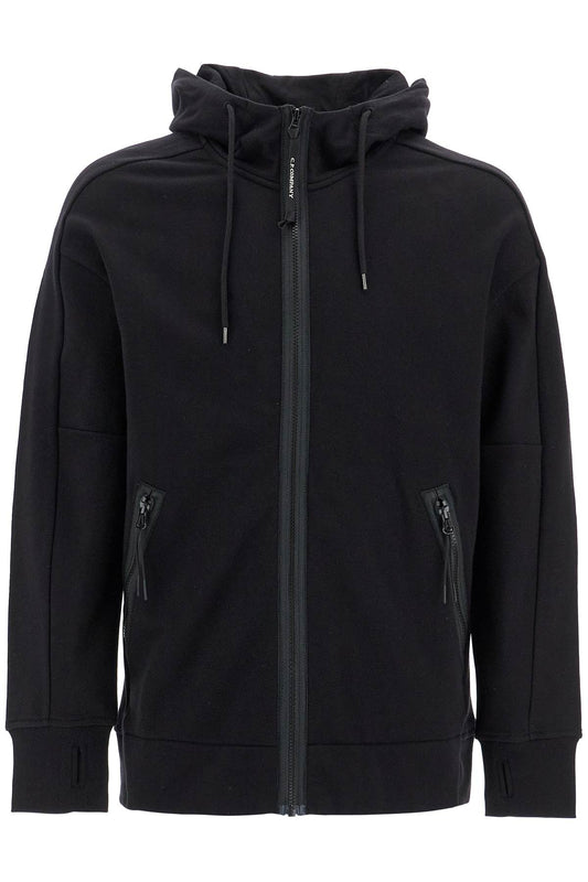 Hooded Zip-up Sweatshirt With  - Black