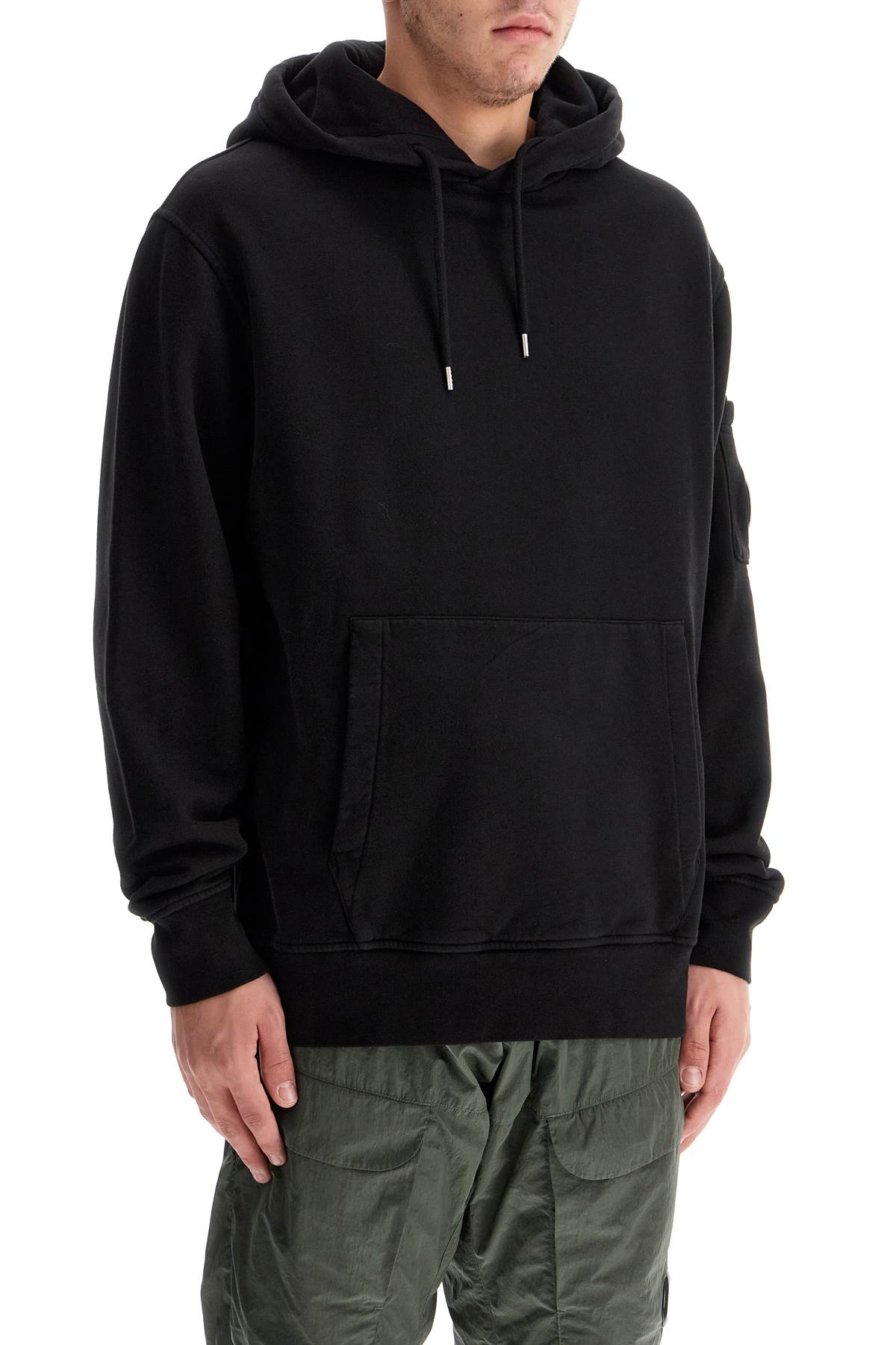 Hooded Sweatshirt With Pocket  - Black