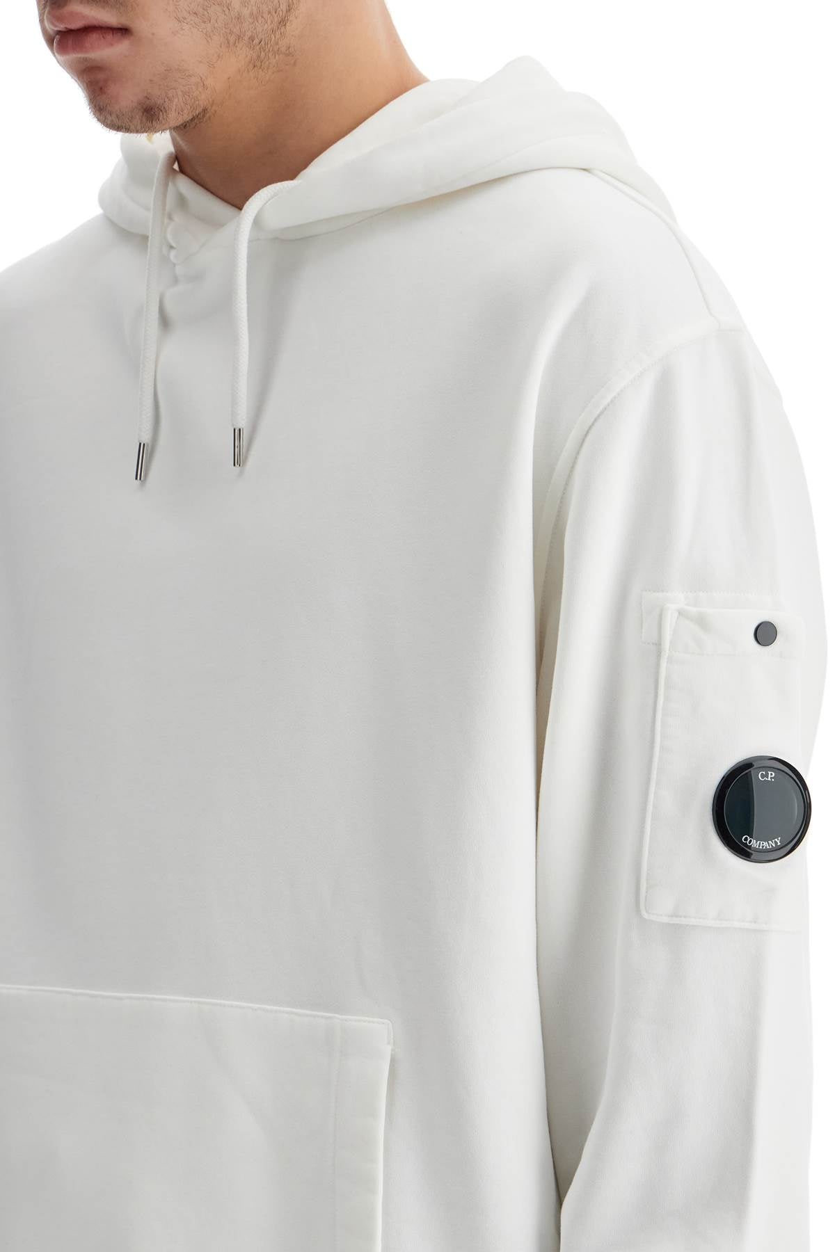 Hooded Sweatshirt With Pocket  - White