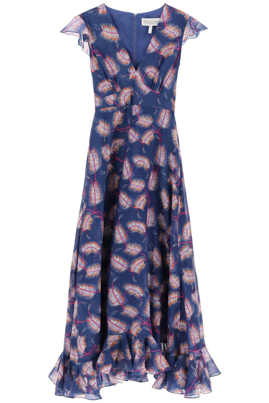 Maxi Cotton And Silk Emma Dress.  - Blue