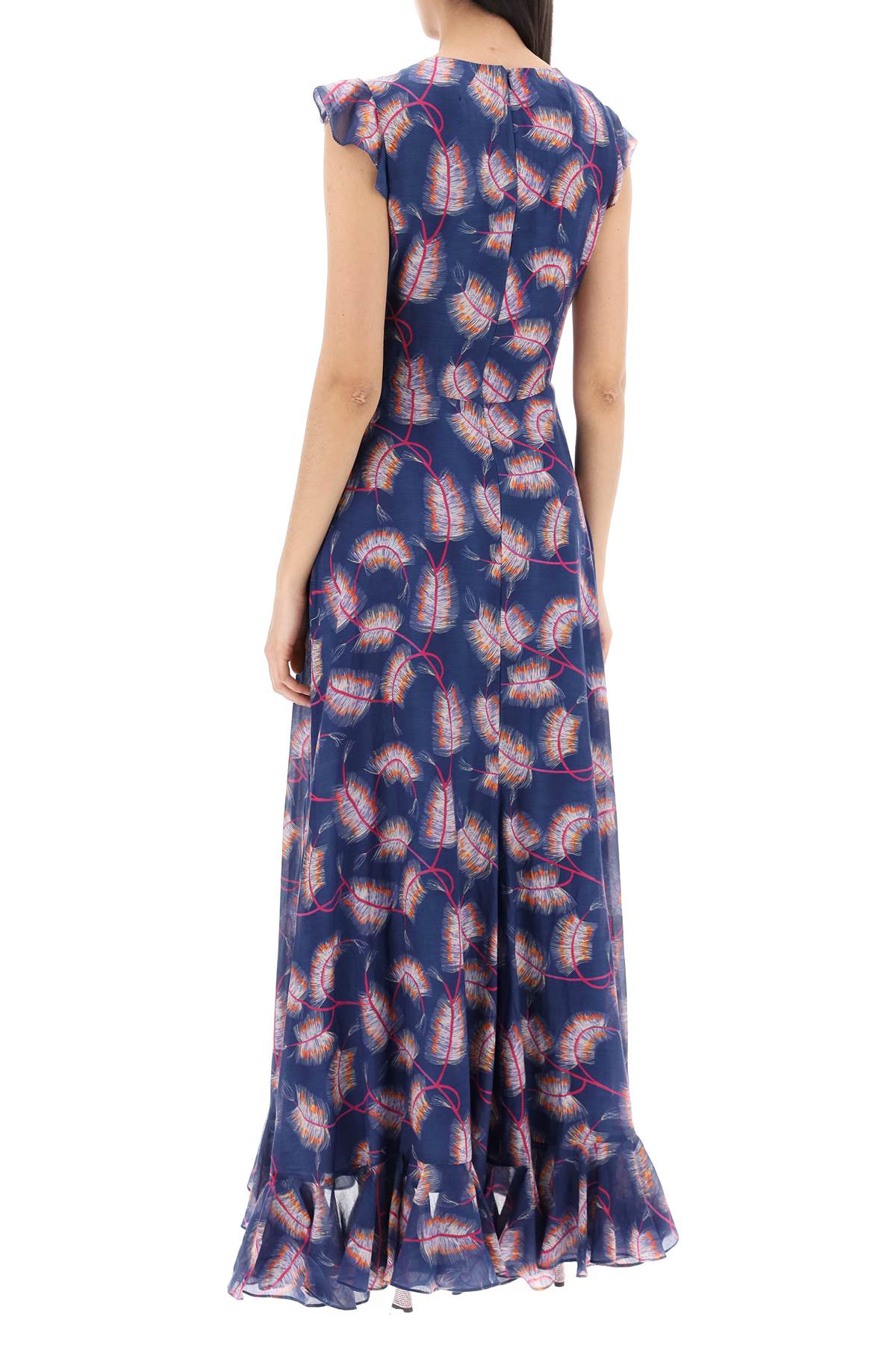 Maxi Cotton And Silk Emma Dress.  - Blue