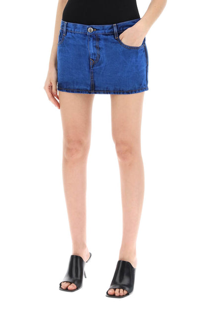 Denim Foam Mini Skirt For  - Blue