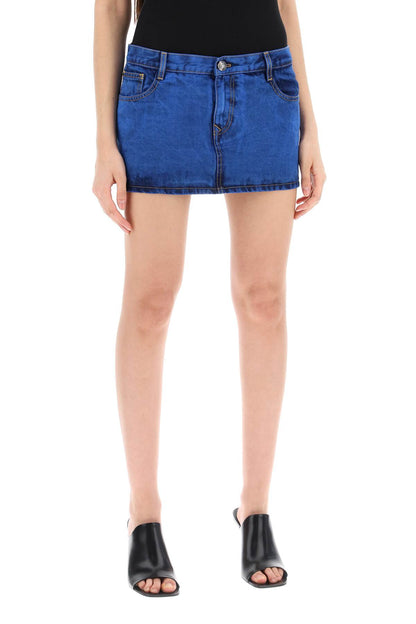 Denim Foam Mini Skirt For  - Blue