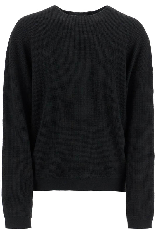 Waffle Crew Neck Pul  - Black