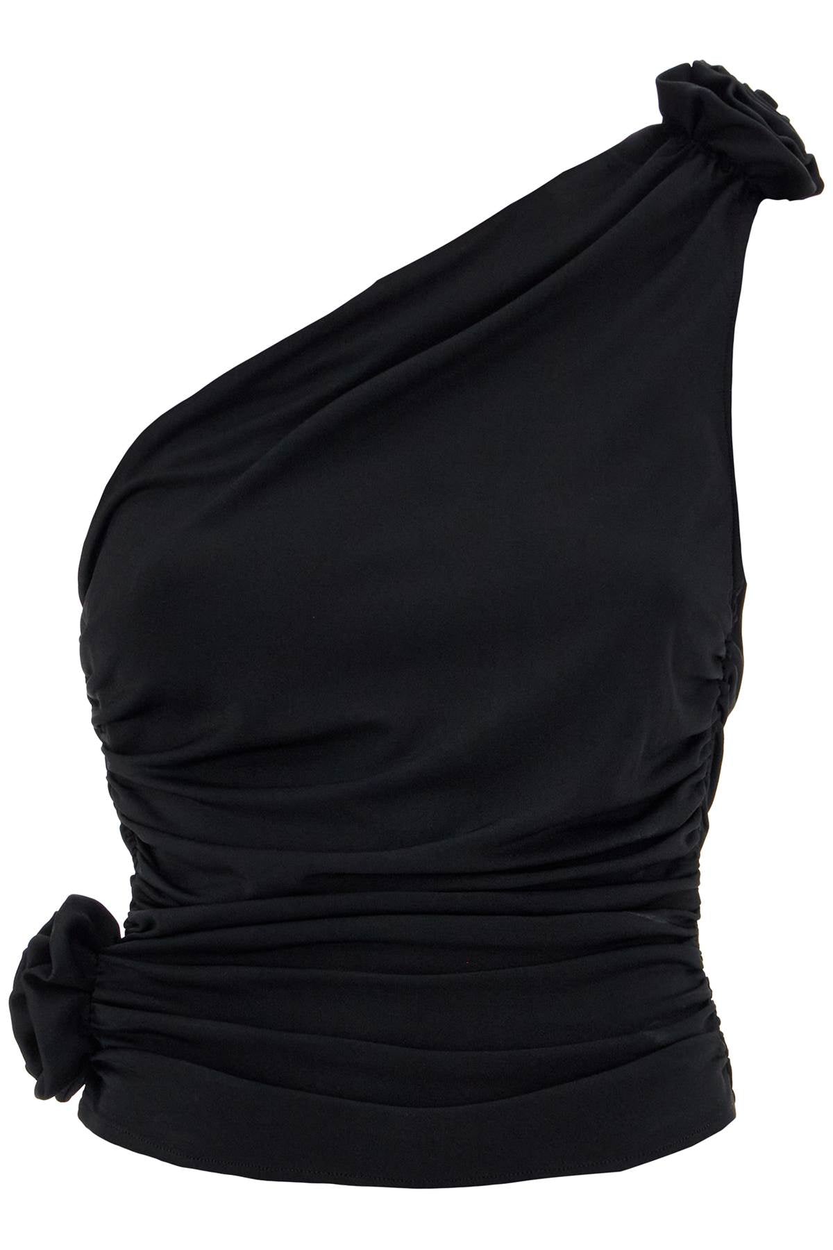 One-shoulder Jersey Top  - Black