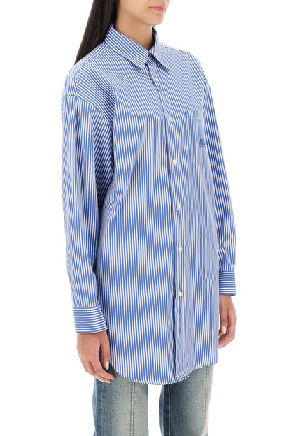 Striped Poplin Shirt  - Bianco