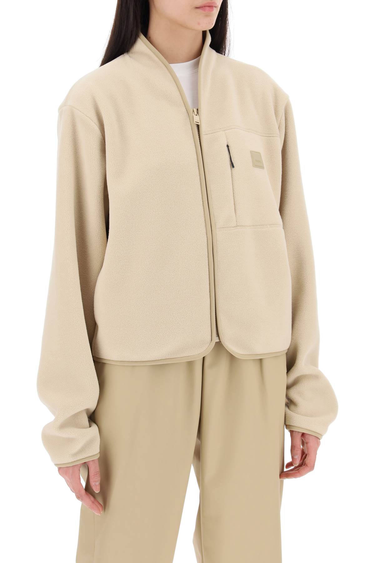 Short Fleece Jacket In Durban Style  - Beige