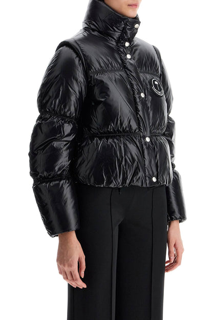 Women's Lightweight Padded Cropped Black Nylon Jacket  - Black