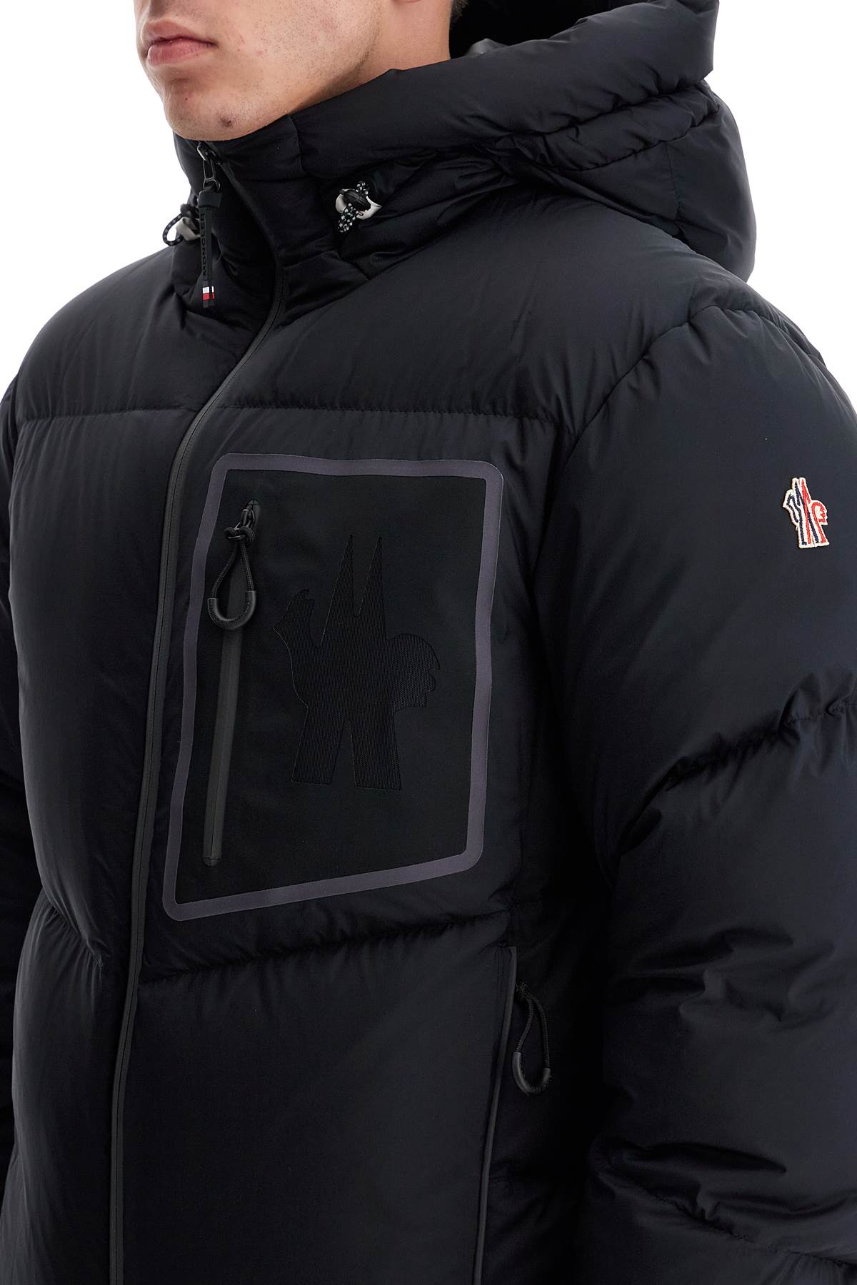 Hooded Down Jacket Mand  - Black