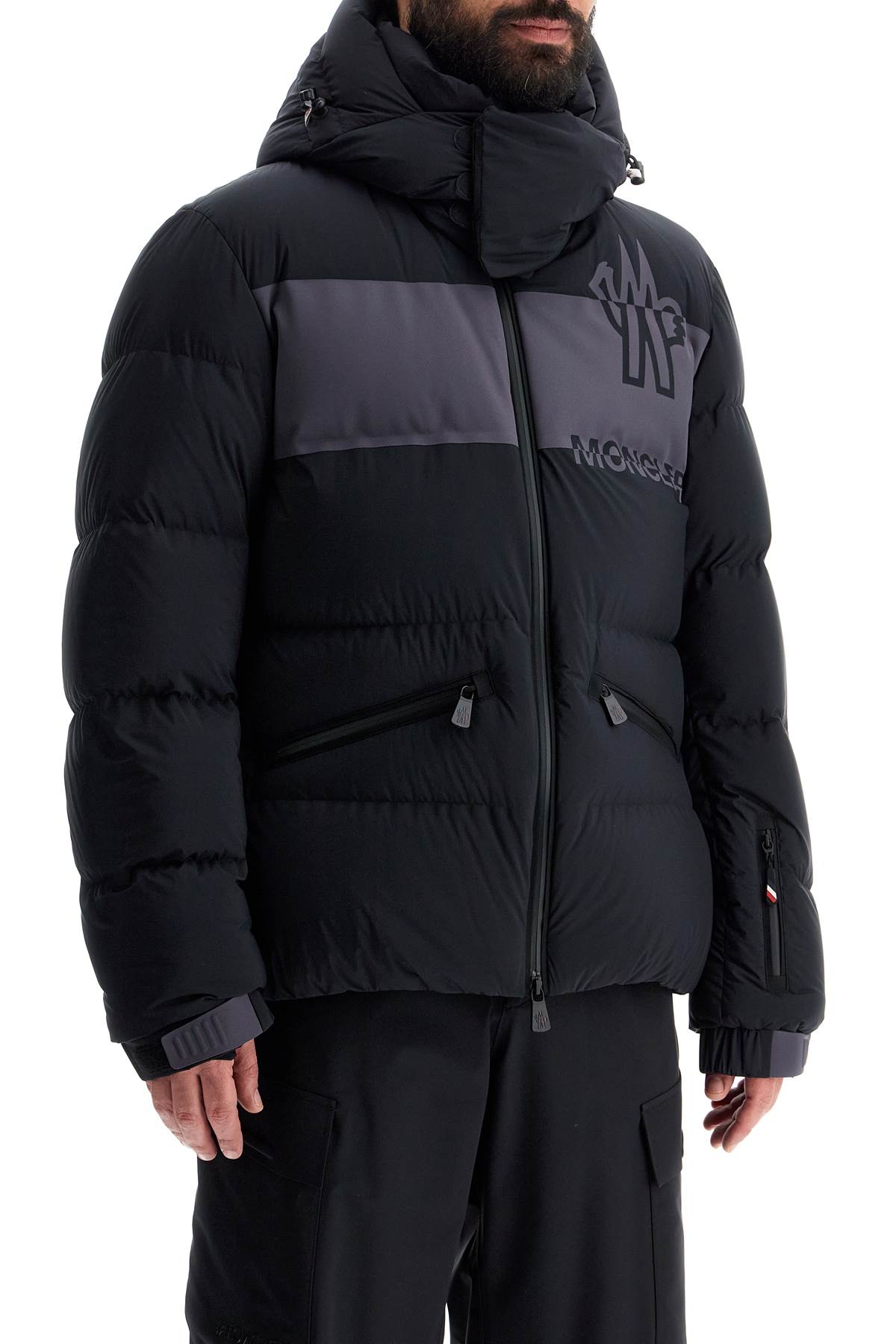 Short Down Jacket With Hood  - Black