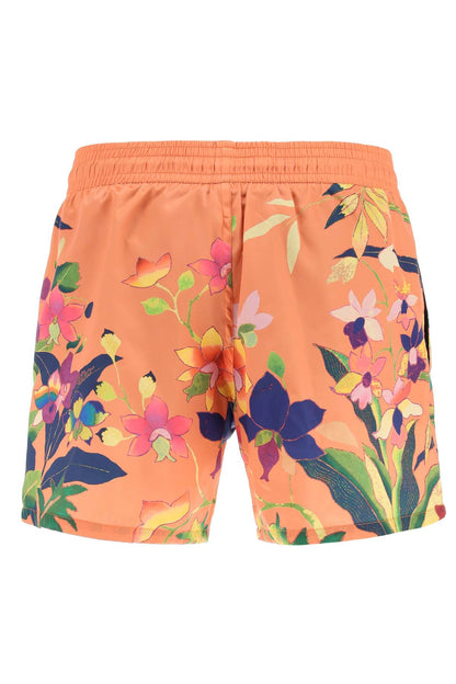 Floral Print Swimtrunks  - Orange