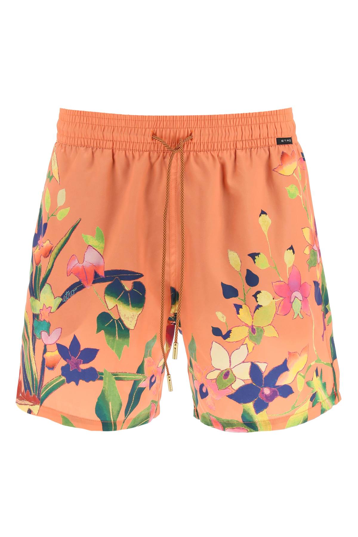 Floral Print Swimtrunks  - Orange