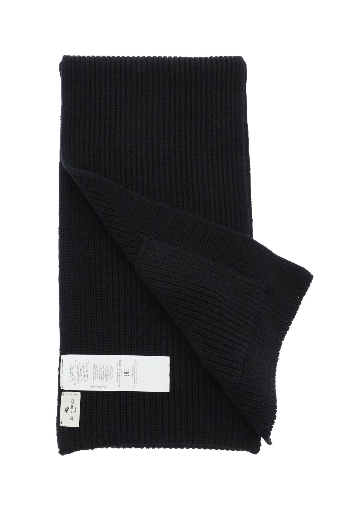 Ribbed Wool Scarf  - Nero