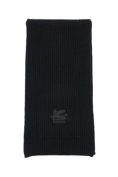 Ribbed Wool Scarf  - Nero