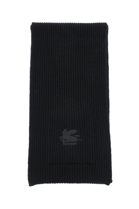 Ribbed Wool Scarf  - Nero