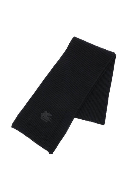 Ribbed Wool Scarf  - Nero