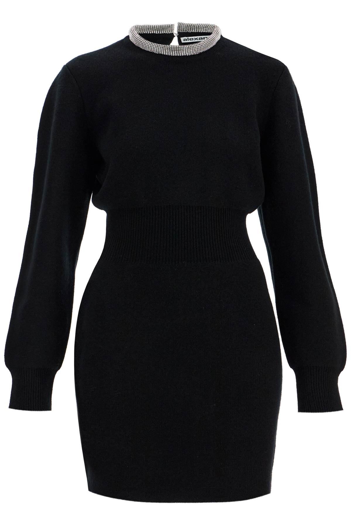 Mini Wool Blend Dress  - Black