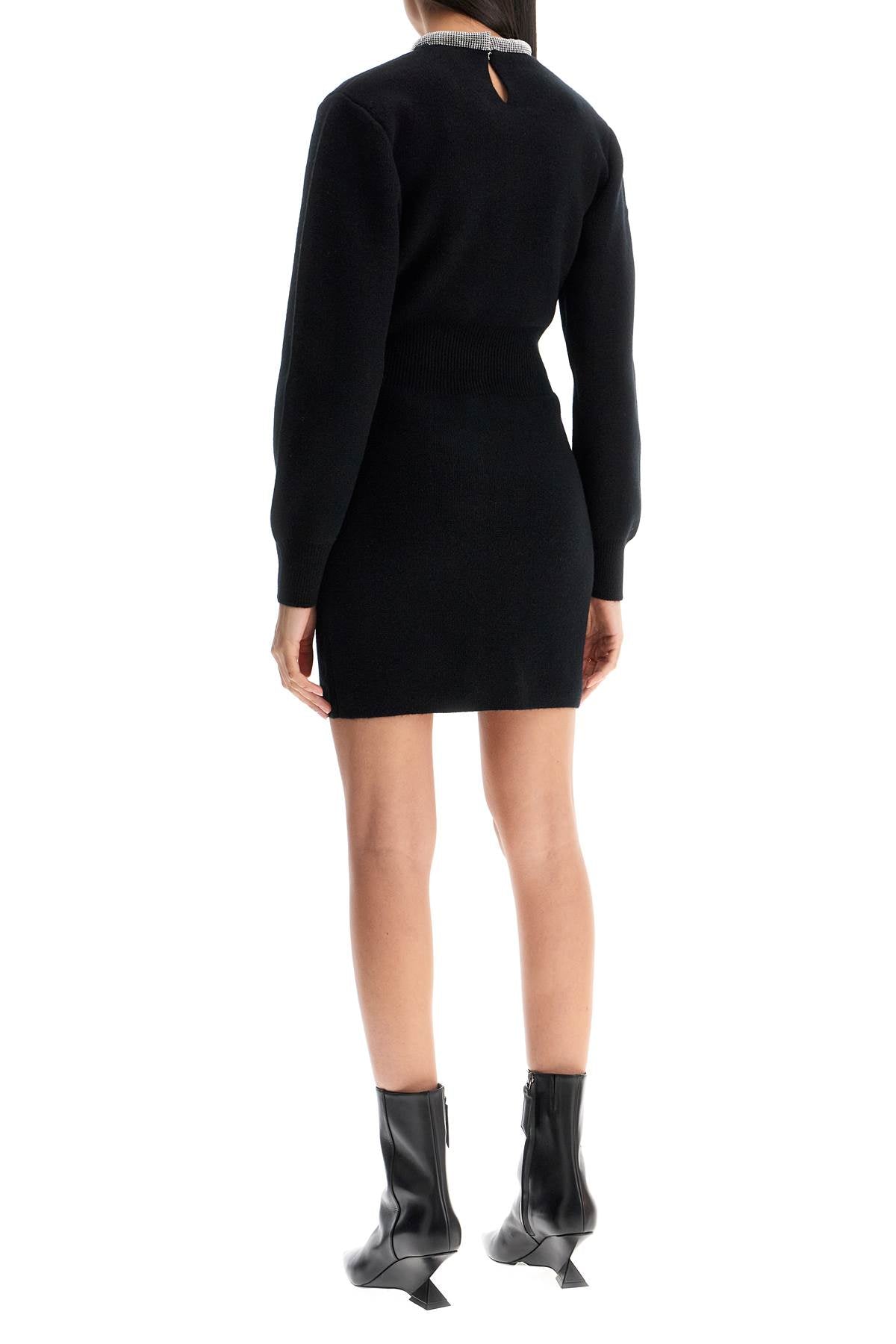 Mini Wool Blend Dress  - Black