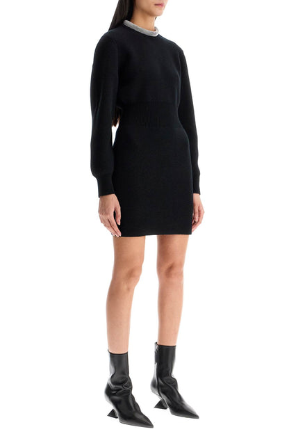 Mini Wool Blend Dress  - Black