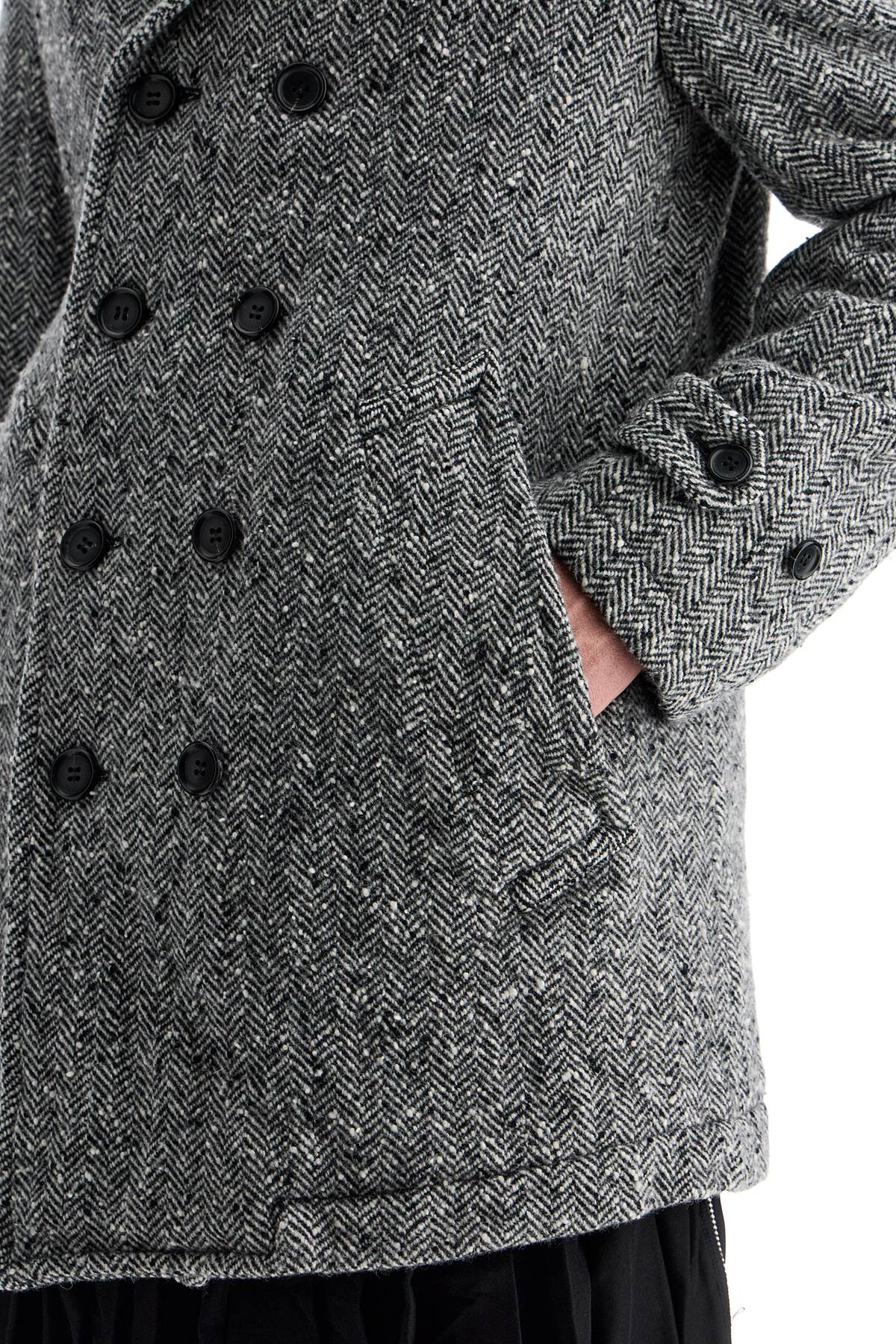 Herringbone Wool Caban  - Black