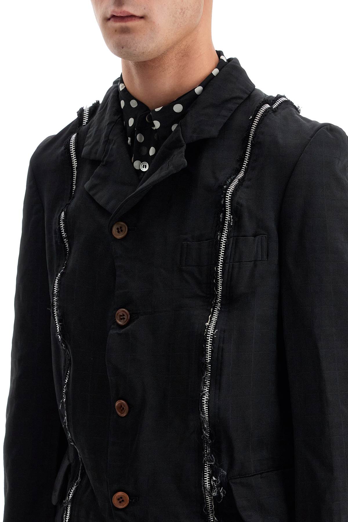 Single-breasted Jacket With Zipper  - Black