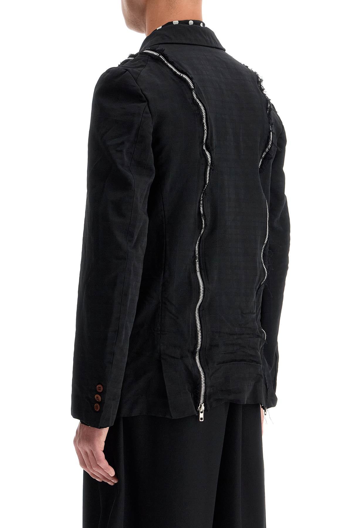 Single-breasted Jacket With Zipper  - Black