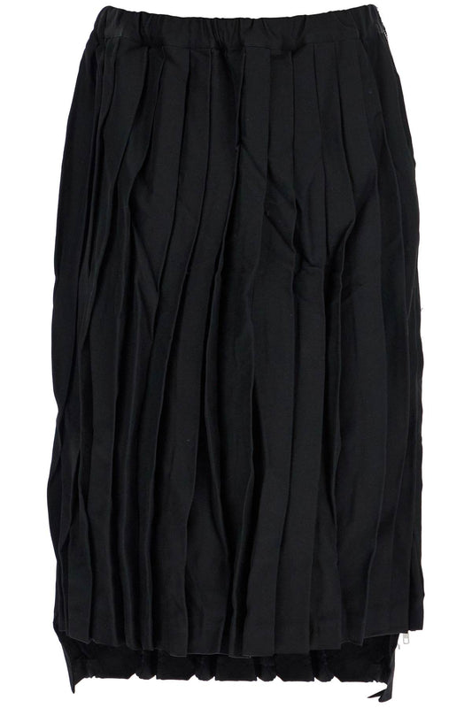 Pleated Skirt With Side Z  - Black