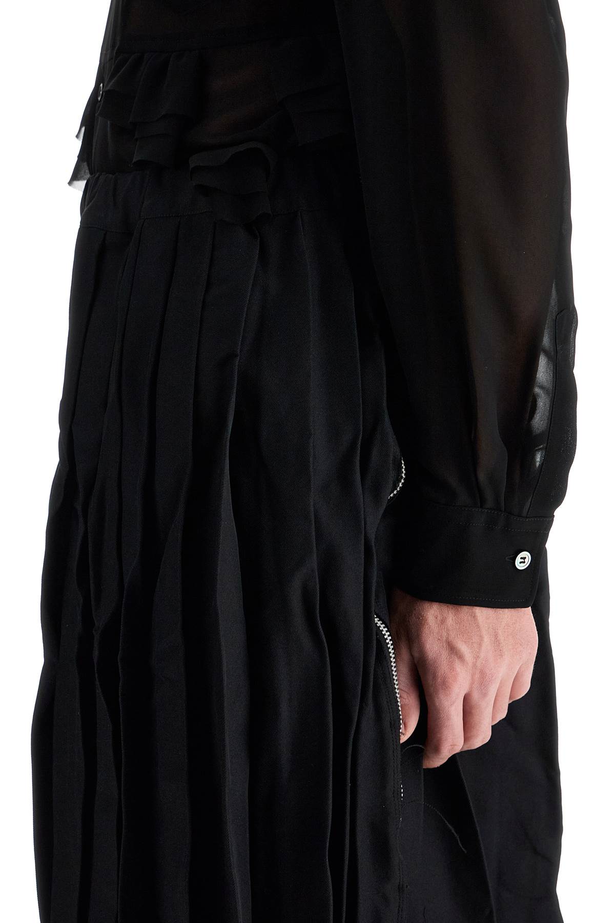 Pleated Skirt With Side Z  - Black