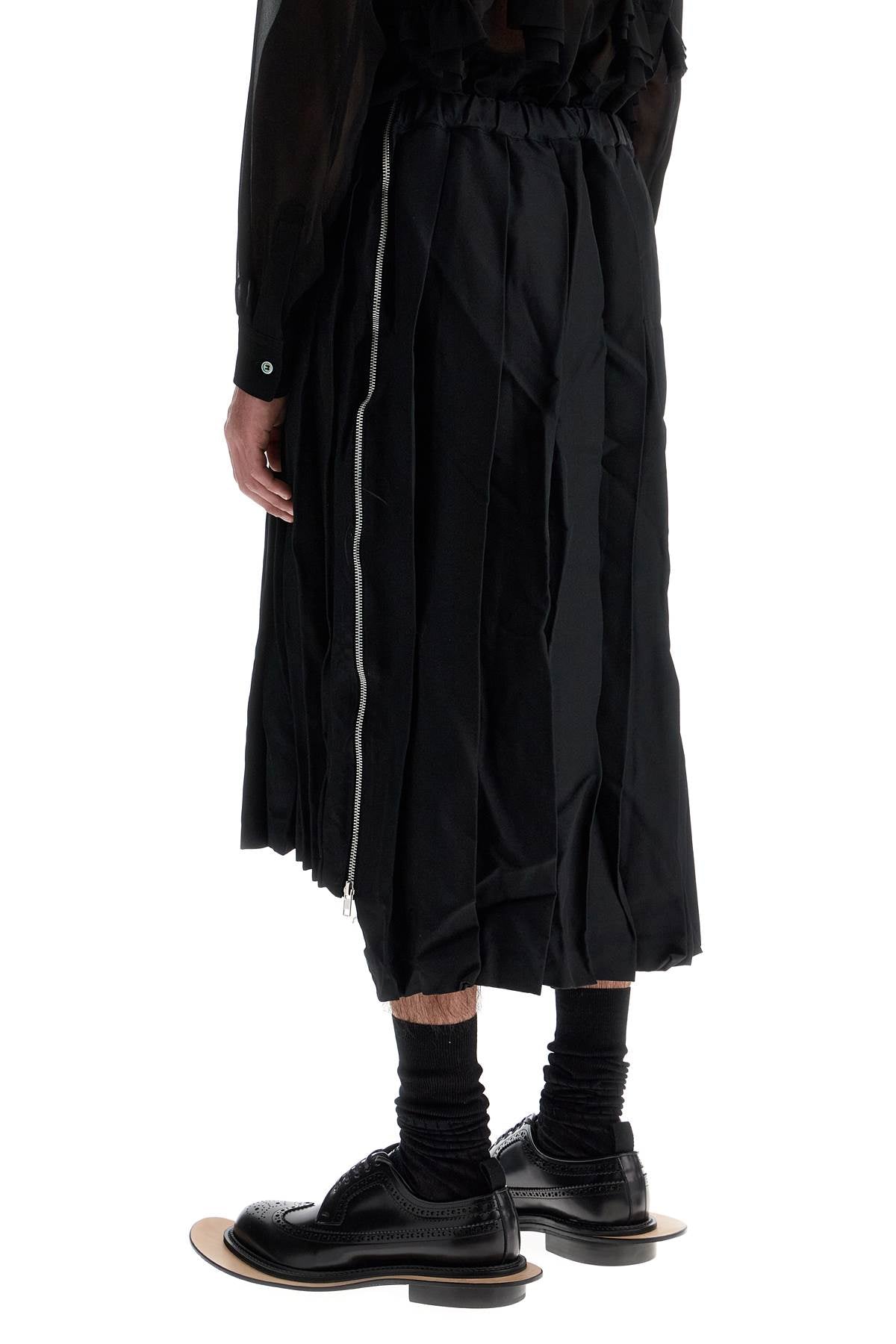 Pleated Skirt With Side Z  - Black