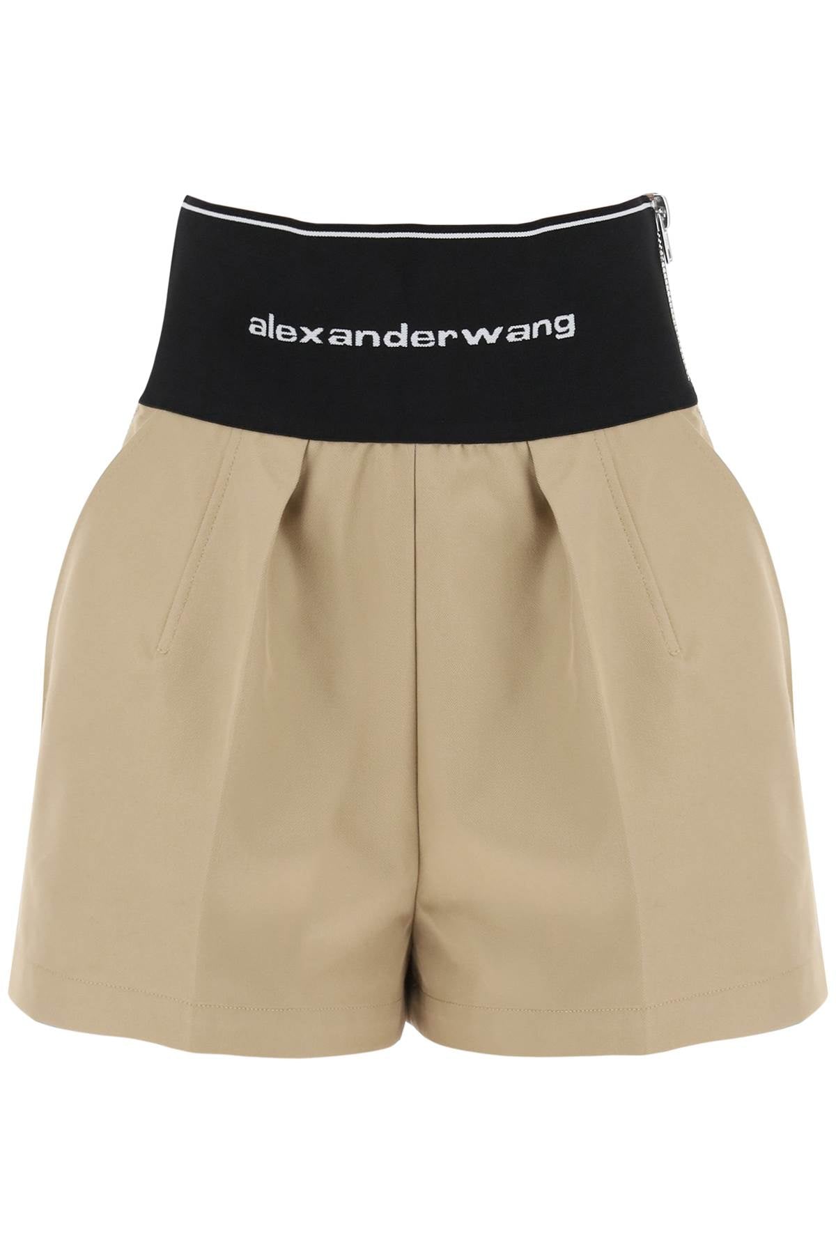 Cotton And Nylon Shorts With Branded Waistband  - Beige