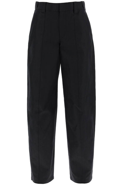 Wide Leg Chevron Patterned Pants  - Black