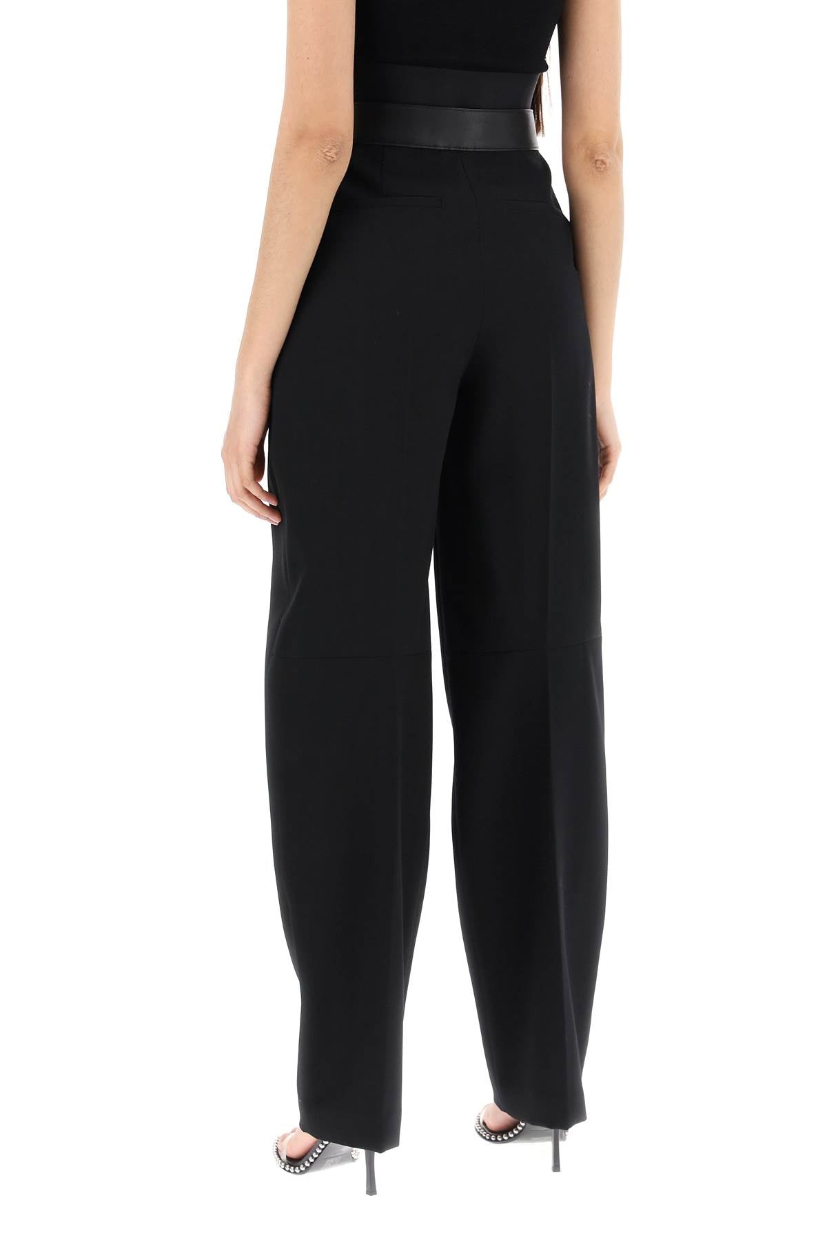 Pants With Integrated Belt  - Black