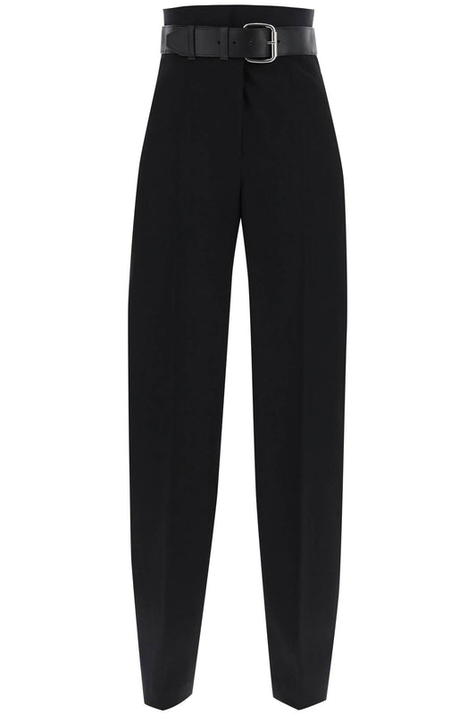 Pants With Integrated Belt  - Black