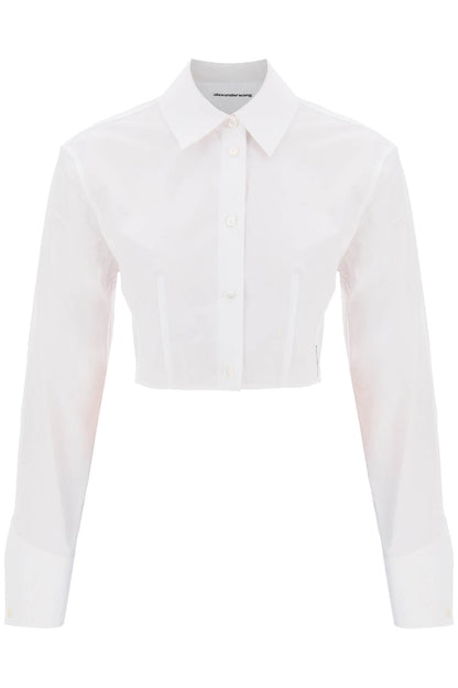 Short Structured Cotton Shirt  - White