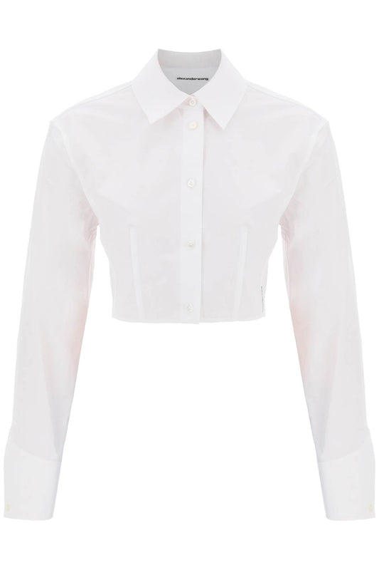 Short Structured Cotton Shirt  - White