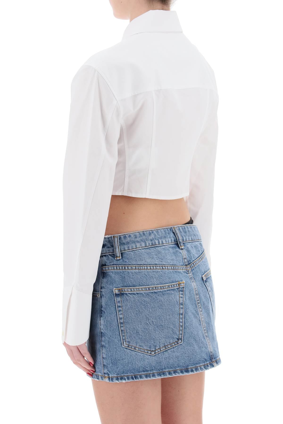 Short Structured Cotton Shirt  - White