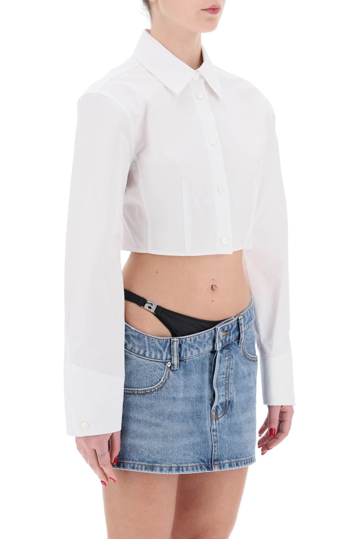 Short Structured Cotton Shirt  - White